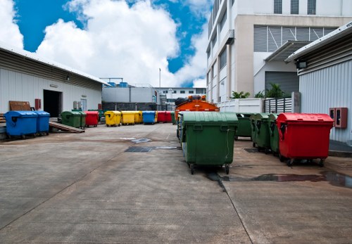 Residential area in Highbury with a skip container
